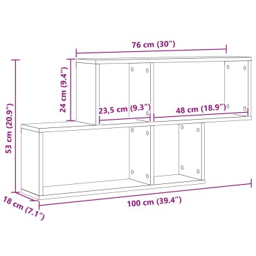 vidaXL Μαύρος Καρυδιάς Τοίχου Ντουλάπα 76x15x53cm Κατασκευασμένο από Επεξεργασμένο Ξύλο