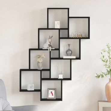 vidaXL Τοίχος Ντουλάπι Μαύρης Δρυς 90x15x119,5cm Επεξεργασμένο Ξύλο