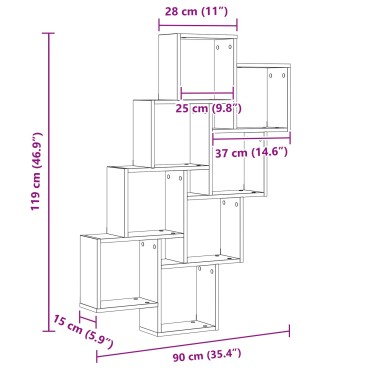 vidaXL Τοίχος Ντουλάπι Μαύρης Δρυς 90x15x119,5cm Επεξεργασμένο Ξύλο