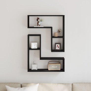 vidaXL Ράφια 2 τεμ. Μαύρη Δρυς 50x15x85cm Φτιαγμένο από Ξύλο