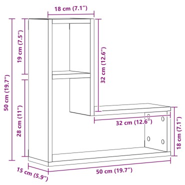 vidaXL Ράφια 2 τεμ. Μαύρη Δρυς 50x15x85cm Φτιαγμένο από Ξύλο