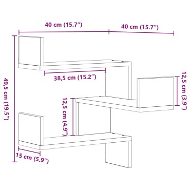 Ράφι Γωνίας vidaXL Μαύρο Δρυς 40x40x49,5cm Ξύλο επεξεργασμένο