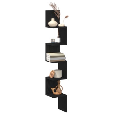 vidaXL Γωνιακό Ράφι Μαύρη Δρυς 20x20x127,5cm Επεξεργασμένου Ξύλου