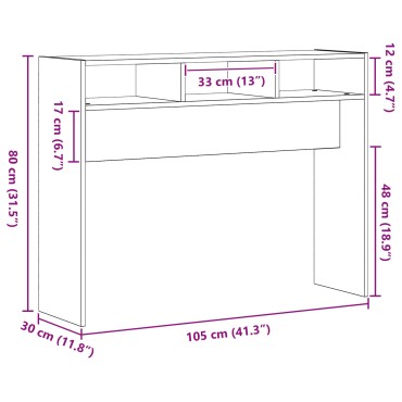 vidaXL Κονσόλα Μαύρη Δρυς 105x30x80cm Φτιαγμένη από ξύλο 1 τεμ.