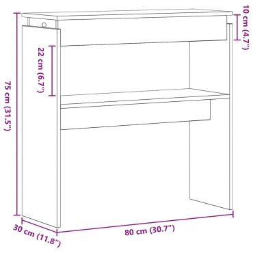 vidaXL Κονσόλα Μαύρη Δρυς 80x30x80cm Φτιαγμένη από ξύλο 1 τεμ.