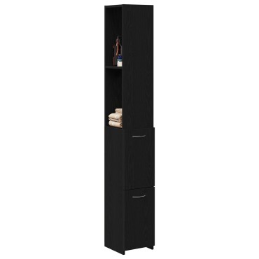 vidaXL Ντουλάπα Μπάνιου Μαύρη Δρυς 25x25x170cm από Επεξεργασμένο Ξύλο