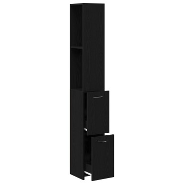 vidaXL Ντουλάπα Μπάνιου Μαύρη Δρυς 25x25x170cm από Επεξεργασμένο Ξύλο