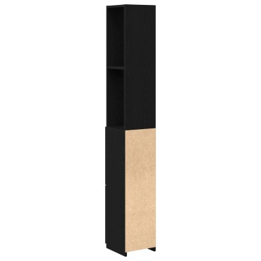vidaXL Ντουλάπα Μπάνιου Μαύρη Δρυς 25x25x170cm από Επεξεργασμένο Ξύλο
