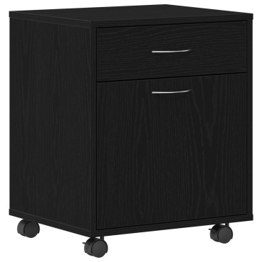 vidaXL Κιβώτιο με Ρόδες Μαύρη Δρυ 45x38x54cm Επεξεργασμένο Ξύλο