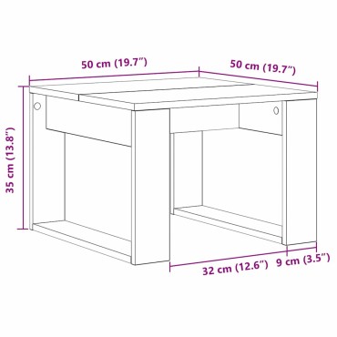 vidaXL Τραπεζάκι σαλονιού Μαύρη Οξυά 50x50x35cm 1 τεμ.