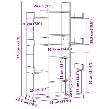 vidaXL Βιβλιοθήκη Μαύρης Δρυς 86x25,5x140cm από Επεξεργασμένο Ξύλο 1 τεμ.
