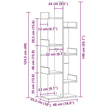 vidaXL Βιβλιοθήκη Μαύρη Δρυς 48x25,5x140cm Φτιαγμένο από Ξύλο 1 τεμ.
