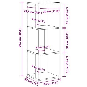 vidaXL Γωνιακό Ντουλάπι Μαύρο Δρυς 33x33x100cm Επεξεργασμένο Ξύλο