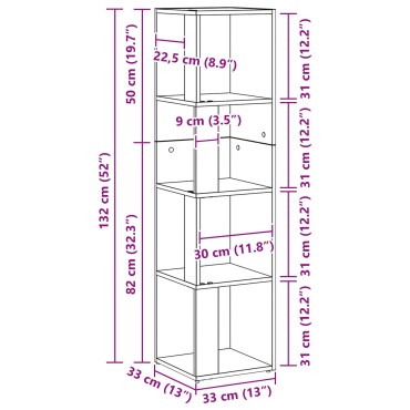 vidaXL Βιβλιοθήκη Μαύρης Δρυς 33x33x132cm Φτιαγμένη από Ξύλο 1 τεμ.