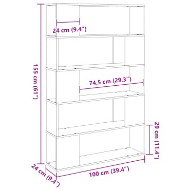 VidaXL Μαύρο Ράφι Βιβλίων από Δρυ 100x24x155cm Από Επεξεργασμένο Ξύλο