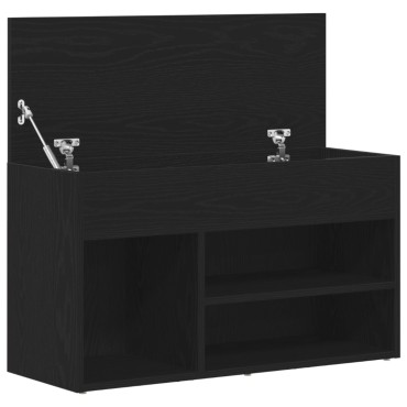 vidaXL Παγκάκι Μαύρο Δρύς 60x30x45cm Φτιαγμένο από Μηχανικά Ξύλα