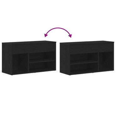 vidaXL Παγκάκι Μαύρο Δρύς 60x30x45cm Φτιαγμένο από Μηχανικά Ξύλα