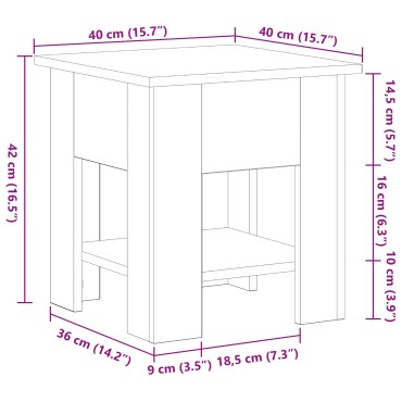 vidaXL Τραπεζάκι καφέ Μαύρο Δρυς 40x40x42cm Επεξεργασμένο ξύλο 1 τεμ.