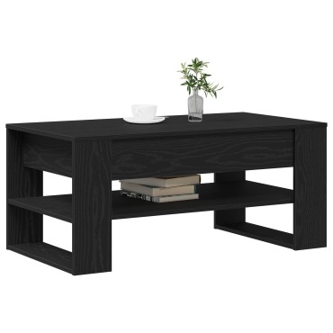 vidaXL Μαύρο Τραπεζάκι Σαλονιού από Δρυ 102x55x45cm από επεξεργασμένο ξύλο 1 τεμ.
