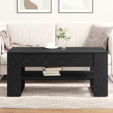 vidaXL Μαύρο Τραπεζάκι Σαλονιού από Δρυ 102x55x45cm από επεξεργασμένο ξύλο 1 τεμ.
