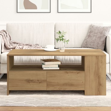vidaXL Τραπέζι του καφέ - Δρυς Artisan - 102x55x43.5cm - Κατασκευασμένο από Επεξεργασμένο Ξύλο 1 τεμ.