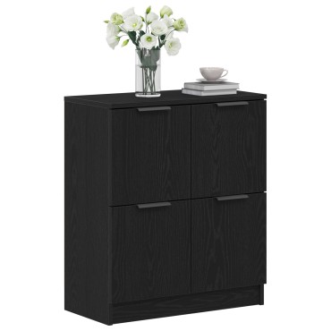 vidaXL Μαύρος Δρυς Μπουφές - 60x30x70cm - Κατασκευασμένος από Επεξεργασμένο Ξύλο 1 τεμ.
