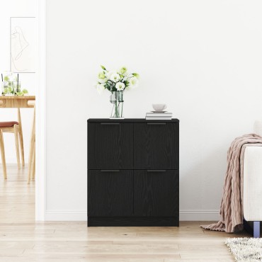 vidaXL Μαύρος Δρυς Μπουφές - 60x30x70cm - Κατασκευασμένος από Επεξεργασμένο Ξύλο 1 τεμ.
