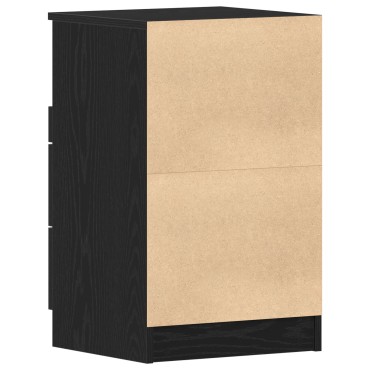 vidaXL Κομοδίνα 2 τεμ. Μαύρο Οξιά 40x35x65cm Επεξεργασμένο ξύλο