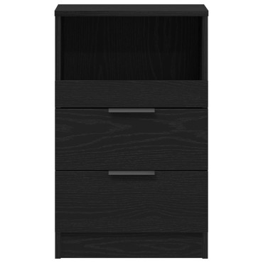 vidaXL Κομοδίνα 2 τεμ. Μαύρο Οξιά 40x35x65cm Επεξεργασμένο ξύλο