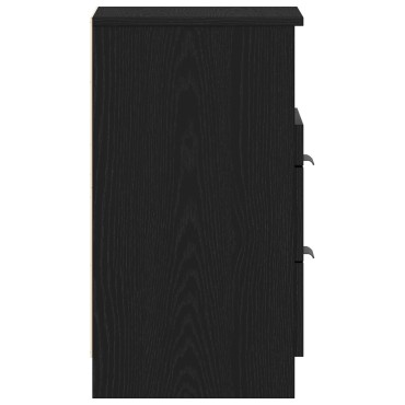 vidaXL Κομοδίνα 2 τεμ. Μαύρο Οξιά 40x35x65cm Επεξεργασμένο ξύλο