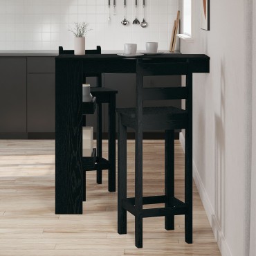 vidaXL Τραπέζι Μπαρ Τοίχου - Μαύρη Δρύς - 102x55x103.5cm - Φτιαγμένο από Επεξεργασμένο Ξύλο 1 τεμ.