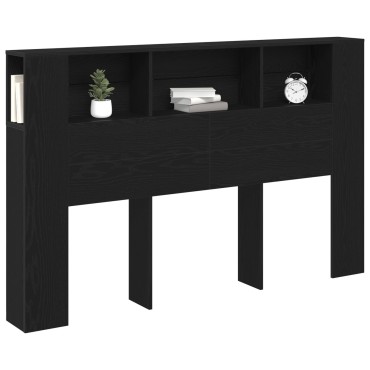 vidaXL Κεφαλάκι Κρεβατιού Μαύρο Δρυς - 160x19x104.5cm Κατασκευασμένο από Επεξεργασμένο Ξύλο