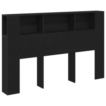 vidaXL Κεφαλάκι Κρεβατιού Μαύρο Δρυς - 160x19x104.5cm Κατασκευασμένο από Επεξεργασμένο Ξύλο