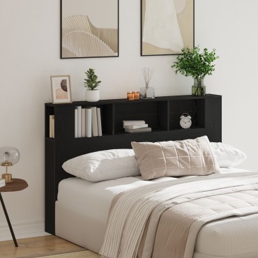 vidaXL Κεφαλάκι Κρεβατιού Μαύρο Δρυς - 160x19x104.5cm Κατασκευασμένο από Επεξεργασμένο Ξύλο