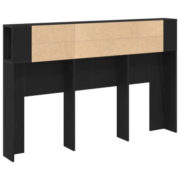 vidaXL Κεφαλάκι Κρεβατιού Μαύρο Δρυς - 160x19x104.5cm Κατασκευασμένο από Επεξεργασμένο Ξύλο
