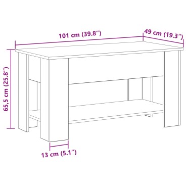 vidaXL Μαύρο Ξύλινο Τραπέζι Σαλονιού - 101x49x52cm Κατασκευασμένο από Τεχνητό Ξύλο