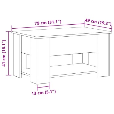 vidaXL Μαύρο Τραπέζι Καφέ 79x49x41cm Φτιαγμένο από Επεξεργασμένο Ξύλο