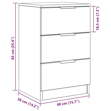 Κομοδίνο μαύρης βελανιδιάς vidaXL - 40x65x65cm 1 τεμ.