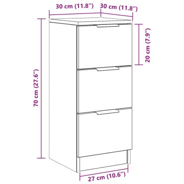 vidaXL Μπουφέδες 2 τεμ. Μαύρος Δρυς 30x30x70cm Επεξεργασμένο Ξύλο