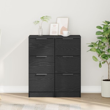 vidaXL Μπουφέδες 2 τεμ. Μαύρος Δρυς 30x30x70cm Επεξεργασμένο Ξύλο