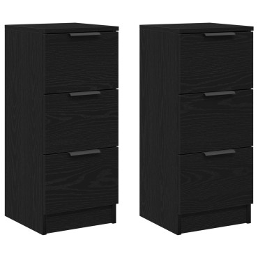 vidaXL Μπουφέδες 2 τεμ. Μαύρος Δρυς 30x30x70cm Επεξεργασμένο Ξύλο