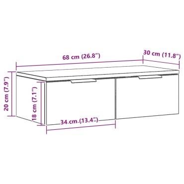 VidaXL Μαύρος δρυός τοίχου ντουλάπα 68x30x20cm από κατασκευασμένο ξύλο 1 τεμ.