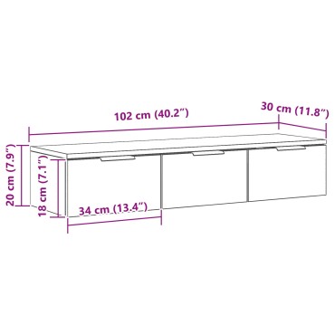 vidaXL Μαύρος Ξύλινος Τοίχος Ντουλάπι 102x30x20cm Κατασκευασμένο από Επεξεργασμένο Ξύλο 1 τεμ.