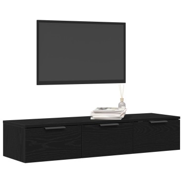 vidaXL Μαύρος Ξύλινος Τοίχος Ντουλάπι 102x30x20cm Κατασκευασμένο από Επεξεργασμένο Ξύλο 1 τεμ.