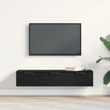 vidaXL Μαύρος Ξύλινος Τοίχος Ντουλάπι 102x30x20cm Κατασκευασμένο από Επεξεργασμένο Ξύλο 1 τεμ.