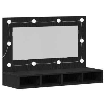 vidaXL Καθρέφτης Ντουλάπα LED σε Μαύρη Δρυς - 90x31.5x62cm 1 τεμ.