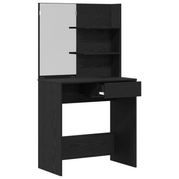 vidaXL Μαύρο Τραπέζι Μακιγιάζ με Καθρέπτη - 74.5x40x141 εκ