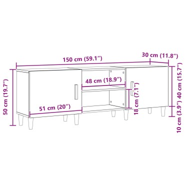 vidaXL Ντουλάπι Τηλεόρασης Παλιού Ξύλου 150x30x50cm Κατασκευασμένο Ξύλο