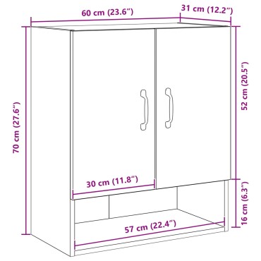 vidaXL Τοίχος Ντουλάπα Μαύρη Δρυς 60x30x70cm Επεξεργασμένο Ξύλο