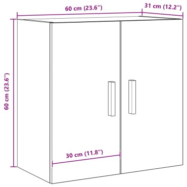 vidaXL Μαύρος Κρεμαστός Κάβος - 60x30x60 cm Κατασκευασμένο από Επεξεργασμένο Ξύλο